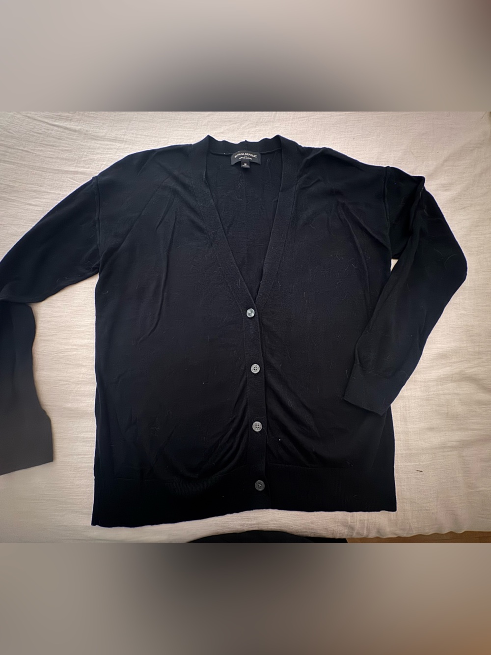 Banana Republic Black Button-Front Cardigan Lightweight Forever Sweater